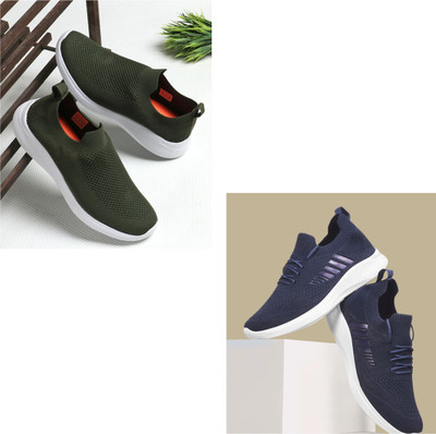 Face Stylish Sports Shoes for Men – Ideal for Running, Gym & Training Sneakers For Men(Olive, Blue , 7)