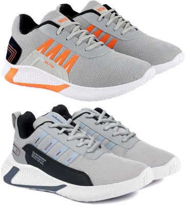 BRUTON Combo Pack of 2 Sports Shoes Running Shoes For Men Running Shoes For Men(Grey, Orange)