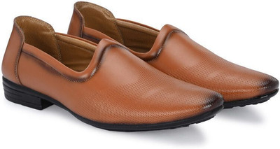 RED LIONS Men's Stylish Party Wear Ethnic Shoes Loafers For Men(Tan , 10)