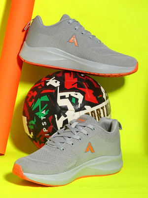 action Athleo ATG 496 Comfortable Lightweight Breathable Sports Lace Up Running Shoes For Men(Grey, Orange , 8)