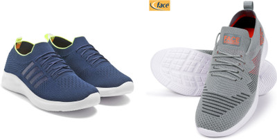 Face Stylish Sports Shoes for Men – Ideal for Running, Gym & Training Sneakers For Men(Grey, Navy , 10)