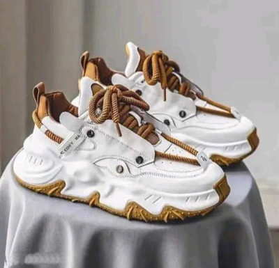 Joyclub Men's Chunky Sneaker Casual Sport Shoe With Thick Sole Sneakers For Men(Tan , 8)