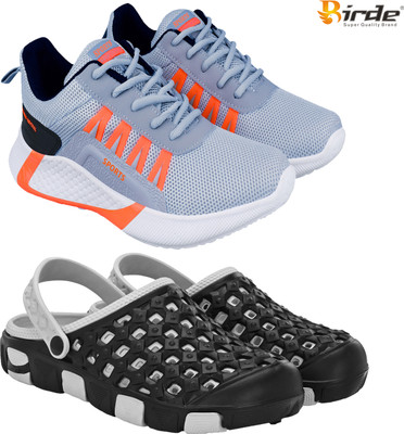 Birde Birde Stylish Combo Pack of 2 Lightweight Gym, Running Shoes With Clogs Walking Shoes For Men(Grey, Black , 6)