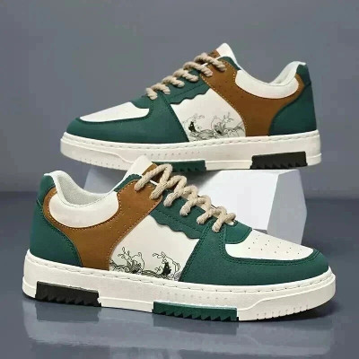 Echor Casual White Sneakers for Men Sneakers For Men(White, Green , 9)