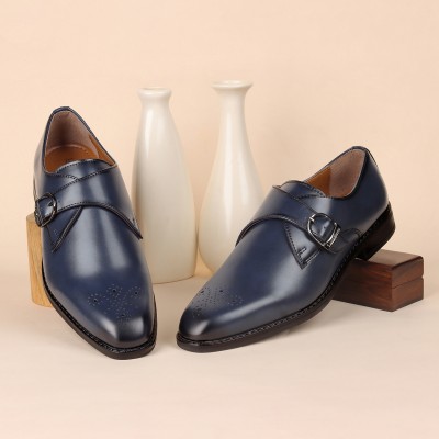 LOUIS STITCH Blue Formal Monk Strap Shoes for Men (SXSM) - UK 10 Outdoors For Men(Blue , 10)