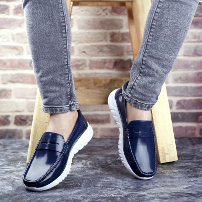 BXXY Men's New Stylish Blue Casual Slip-On Loafers And Mocassion Shoes With Eva Sole. Loafers For Men(Blue , 6)