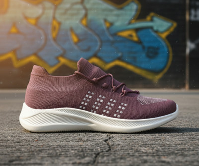 Kraasa Lightweight, Comfortable, Cushioned Footbed Sneakers For Women(Purple , 8)