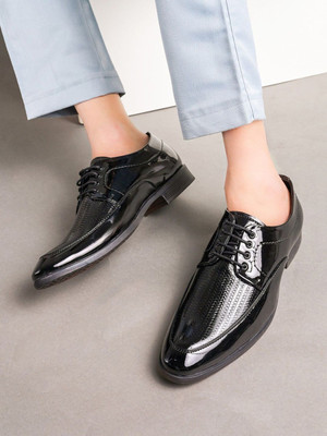 House of Pataudi House of Pataudi Men Textured Lace Up Formal Derbys For Men(Black , 6)