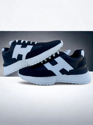 Hexy Men's Black Sneakers |Lightweight Casual Shoes|Sneakers for Daily Wear Sneakers For Men(Black , 10)