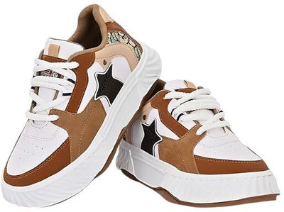 BBSPED Men's Light Weight High Top Casual Shoes for Men Synthetic Leather Sneakers Sneakers For Men(Brown , 6)