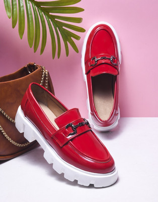 SELFIEE Loafers For Women(Red , 8)