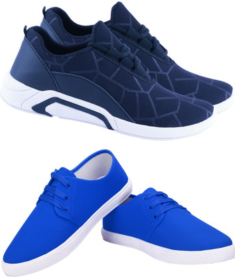 Free Kicks Combo of 2 || FK- Lysha & 201 Latest Running Shoes For Men(Navy, Blue , 7)