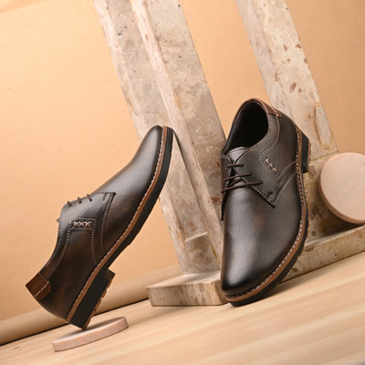 Snoopers Derby Formal Office Shoes / Stylish and Comfortable Party Wear For Men(Brown , 8)