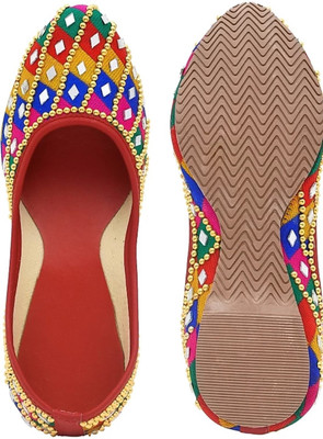 Stepster Rainbow design Stylish Jutti For Women And Girls (Red) Bellies For Women(Red , 8)