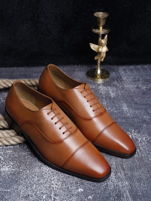 LOUIS STITCH Russet Tan Oxford Shoes Formal Italian Leather Lace Up Shoes for Men (EUOXTN) Oxford For Men(Tan , 9)