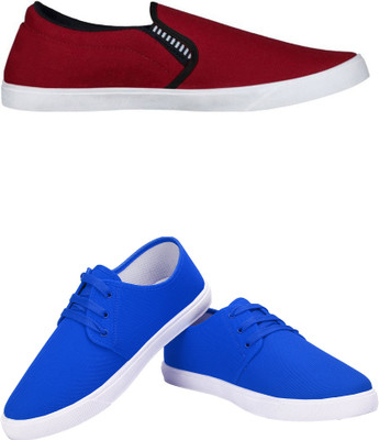 Free Kicks Combo Of 2 Shoes FK-Fitman & FK-201 Sneakers For Men(Blue , 7)