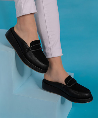 Shezone Loafers For Women(Black , 7)