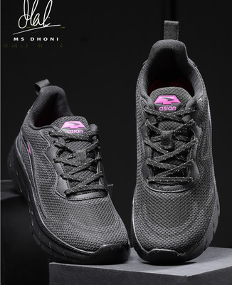 asian Casual Sneaker Shoes For Women | Stylish and Comfortable | Lace-Up Style Running Shoes For Women(Black , 8)
