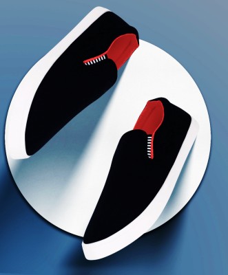 Free Kicks FK- Fitman- Lightweight Slip On Sneakers For Men(Black, Red)