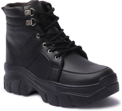 VENDOZ Ankle Length Stylish Casual Boots For Women(Black , 7)