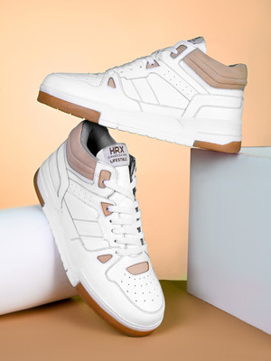 HRX by Hrithik Roshan Trendy Laceups Sneakers|Lightweight| Comfort|Rounded Toe design|High Top casual For Men(White , 6)
