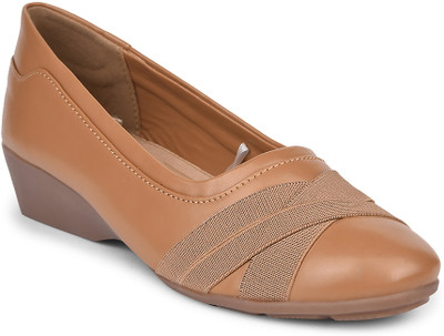 Bata Bata Women's Wedge Heel Ballerina | Stylish & Comfortable Casual Slip-On Style Bellies For Women(Brown , 6)