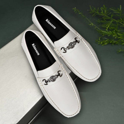KLASSEN DECENT PARTY WEAR WHITE LOAFER/CASUAL Loafers For Men(White , 10)