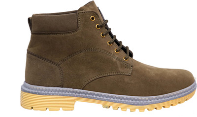 Protoes Footwear Co. Men’s CAT Boots | Suede Leather High Ankle Boots | Stylish & Comfortable Fit Boots For Men(Olive , 6)