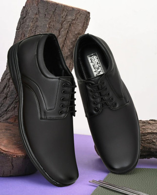 Aaeshu AAESHU Men’s Stylish Leather Lace-Up Shoes | Casual & Formal Office Wear Lace Up For Men(Black , 6)