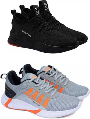 house of common Combo Pack Of 2 Sneakers For Men(Black, Grey , 6)