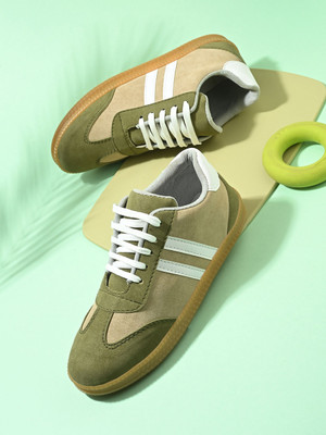 PLANET WALK Lightweight & Comfortable Casual Lace-Up Sneakers For Women(Green , 7)