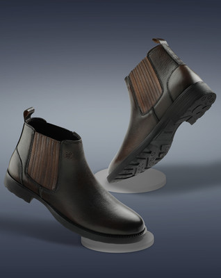 LIBERTY Healers J757-01 Casual Non Lacing Boot With Nappa Leather Outsole Chelsea Boots For Men(Brown , 8)