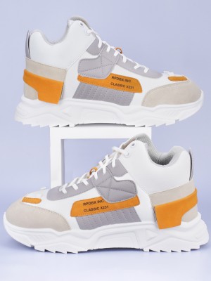 RapidBox Color Block Sneakers For Men(White)