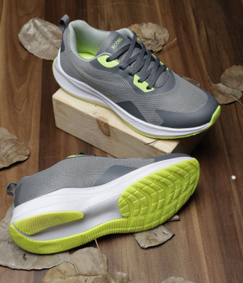 Koburg Go Max Sports Shoes | Comfortable TPR & EVA Sole | Walking Shoes KG-110 Training & Gym Shoes For Men(Grey, Green , 7)