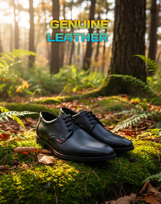 Qpick Men Genuine Leather Lightweight & Comfortable Lace Up For Men(Black , 10)