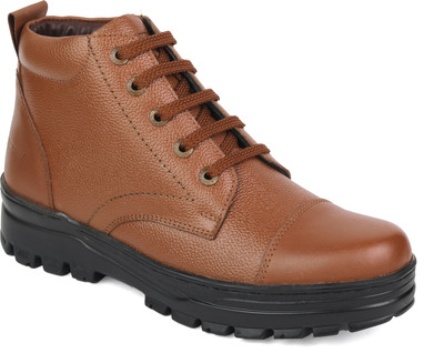 XHUGOY XHUGOY OXFORD LACE-UP COMBAT POLICE DMS BOOT BLACK/TAN SIZE 5-12 FOR MEN Boots For Men(Tan , 10)