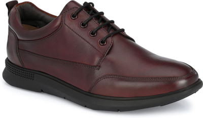House of Pataudi Genuine Leather Lace-Up Lace Up For Men(Maroon , 8)