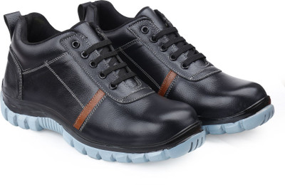 RAYH Steel Toe Genuine Leather Safety Shoe Corporate Casuals For Men(Black , 7)