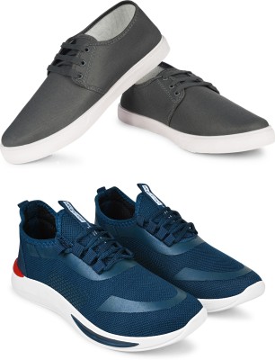 Free Kicks Combo Of 2 Shoes FK-201 & FK-436 Sneakers For Men(Blue , 8)