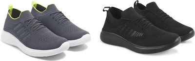 Face Stylish Sports Shoes for Men – Ideal for Running, Gym & Training Sneakers For Men(Black, Grey , 9)