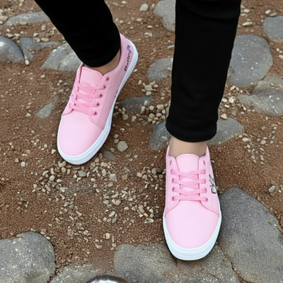 BOKZZON Sneakers For Women(Pink, White , 8)