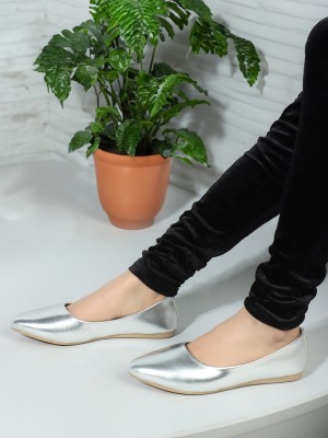 ICONICS Silver Slip-On Solid Women Ballerinas Bellies For Women(Silver)