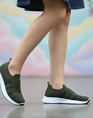 jootiyapa Trending Casual Slip-On Sneakers For Women Slip On Sneakers For Women(Olive , 6)
