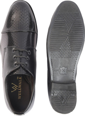 WELLWALK Men's Black Synthetic Casual Party Wear Shoes with Textured Finish Loafers For Men(Black , 6)
