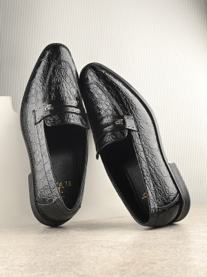 El Paso EL PASO Men Black Faux Leather Formal Slip On Loafers Boots For Men(Black)