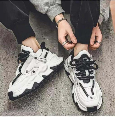 FOOTGRAB Rich Quality|Ultra Lightweight|Premium|Breathable Sneakers For Men(White, Black , 9)