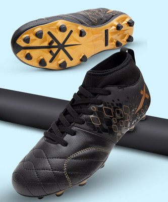 VECTOR X Blaze 5.0 Pro With Ankle Rib Soccer Studs Synthetic Leather With TPU Sole Football Shoes For Men(Black , 10)