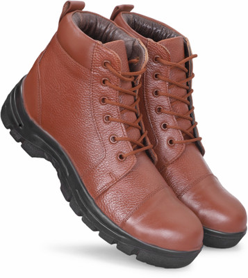PILLAA Lace-Up Ankle Boots Casuals For Men(Tan , 10)