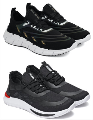 Free Kicks Combo Of 2 Shoes FK- B3-Wave & FK-432 Sneakers For Men(Black , 7)