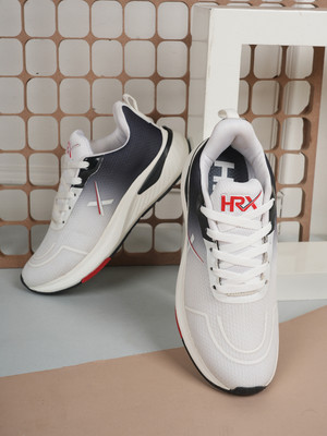 HRX by Hrithik Roshan Men's Mesh Regular Styling, Cushioned footbed, Textured and patterned outsole Walking Shoes For Men(White, Black , 9)